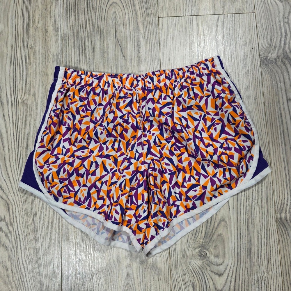 Nike Tempo Running Shorts Geometric Print Purple Orange - Girls Size Large